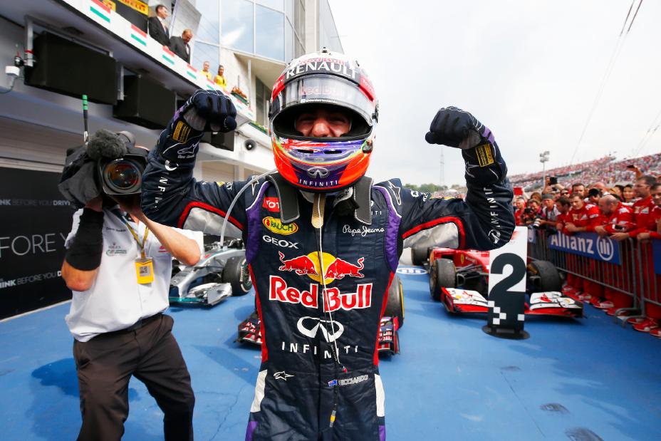 Ricciardo celebrating his win after the race