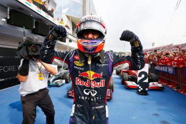Ricciardo celebrating his win after the race