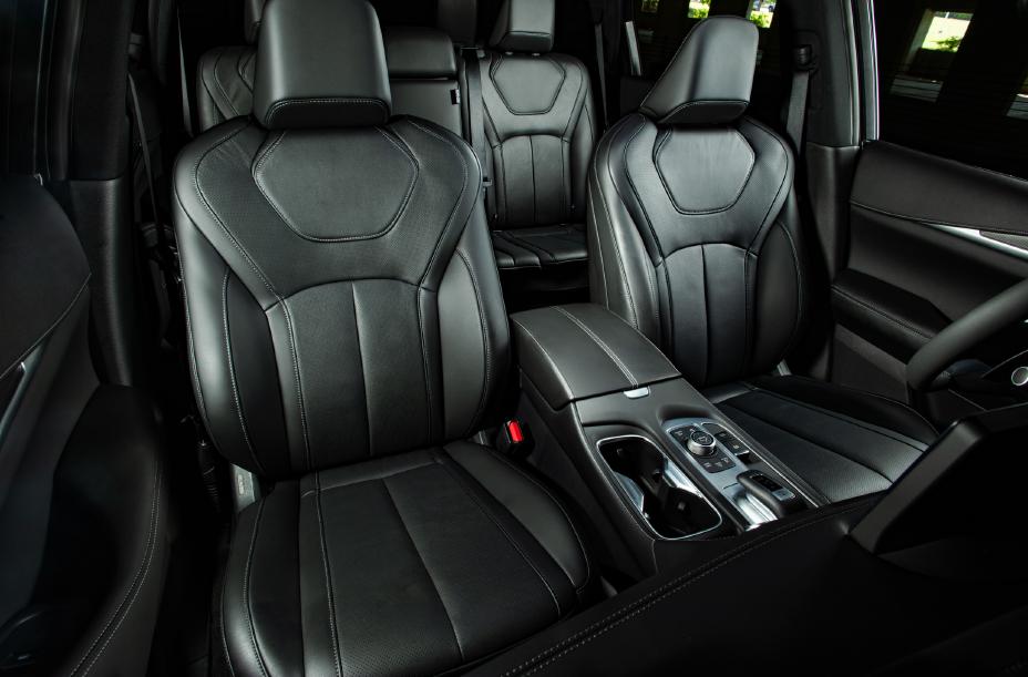 2025 INFINITI QX60 Black Edition leather interior with 3-rows of seating