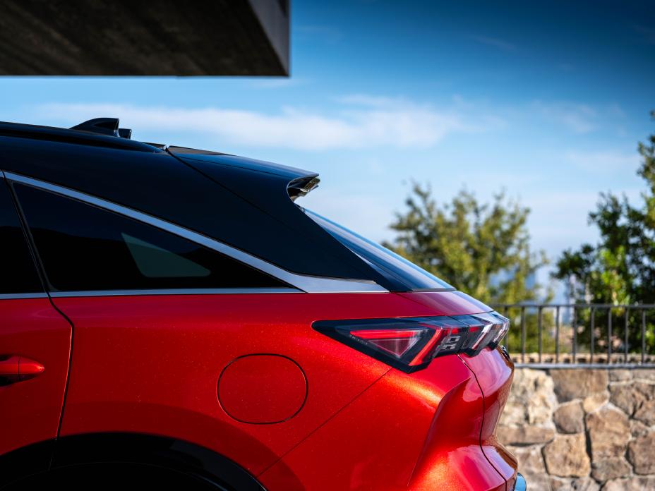 Close up of the rear quarter panel, blue skies are seen behind.