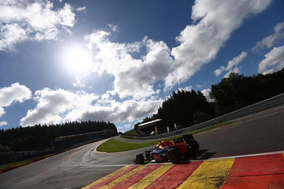 A race car racing at the 2012 Belgium Grand Prix