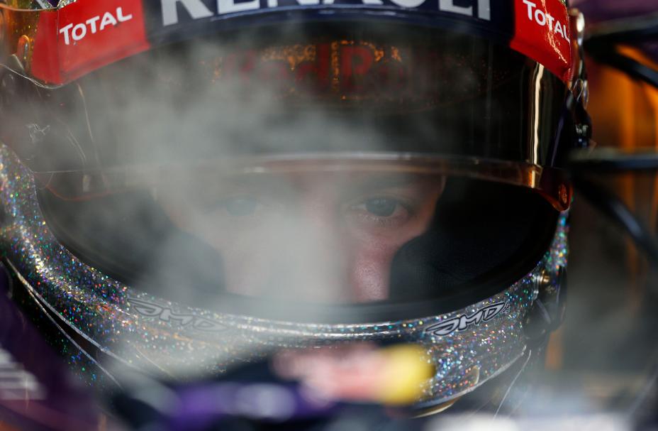 Photo of Infiniti driver with his helmet on.