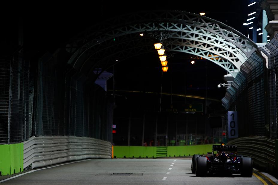 Infiniti Red Bull race car driving on the track.