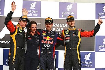 BAHRAIN (Apr. 24, 2013) – INFINITI Red Bull Racing made another bit of F1 history after the team’s win in Bahrain, when Electronic Support Group Leader Gill Jones became the first female member of an F1 team’s technical staff to appear on the podium.
