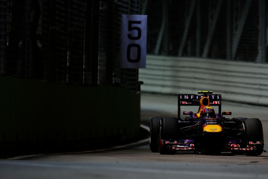 Infiniti F1 race car driving on the track.