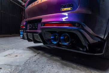 Close up of the exhaust on the INFINTI QX80 R-Spec build.