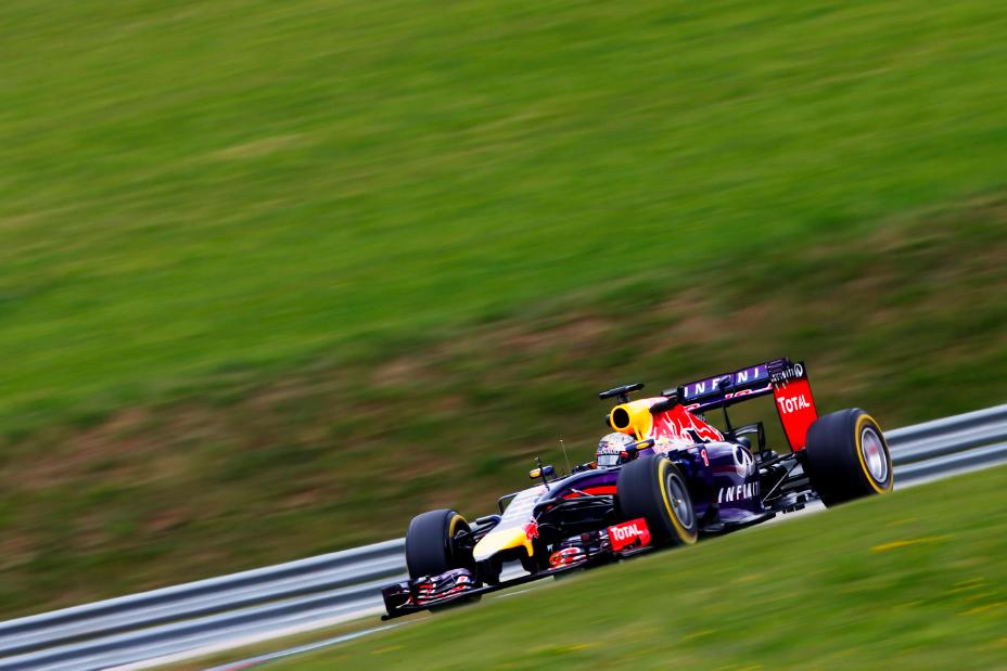 Infiniti Red Bull race car driving at the Austrian Grand Prix practice.