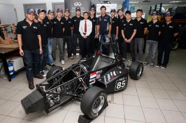 Group photo in front of car.