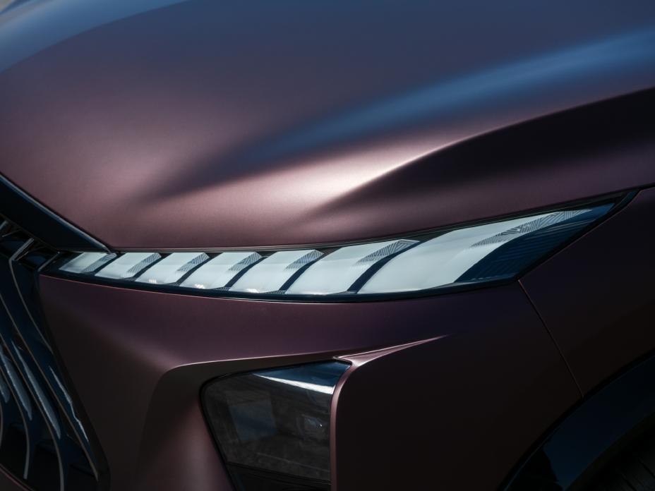 Close up of the illuminated headlight on the QX65 Monograph.