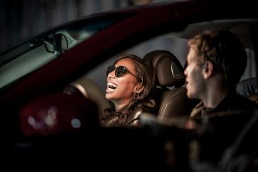 Vettel and Fiona in the INFINITI G37.