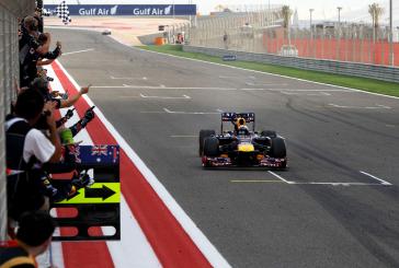 BAHRRAIN (Apr. 21, 2013) - Sebastian Vettel scored his second consecutive Bahrain Grand Prix victory with a dominant drive to the flag set up in the opening two laps of an action-packed race. Mark Webber, meanwhile, finished his 200th grand prix in seventh place after narrowly missing out on fifth due to fading tires in the final laps.