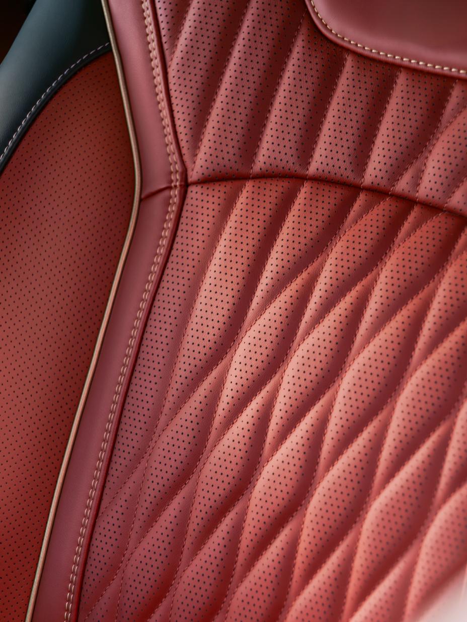 Close up of the quilting texture on the interior seats inside the 2027 INFINITI QX65.