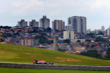 SAO PAULO, Brazil (Nov. 15, 2015) – Daniel Ricciardo of Australia and INFINITI Red Bull Racing drives during a reconnaissance lap before the Formula One Grand Prix of Brazil at Autodromo Jose Carlos Pace on November 15, 2015 in Sao Paulo, Brazil.